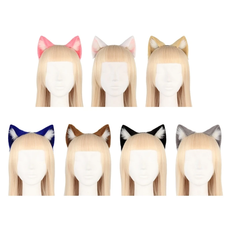 

Unisex Cute Cartoon Dog for Cat Ears Shape Headband Multi Color Hair Hoop Makeup Live Broadcast Christmas Party Headpiec