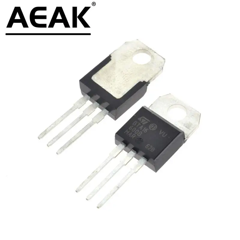 

100PCS AEAK BTA16-600B BTA16-600 BTA16 Triacs 16 Amp 600 Volt TO-220 new original STANDARD TRIACS