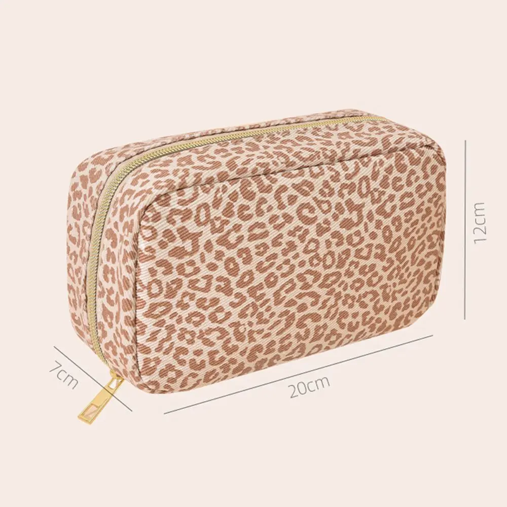 Zipper Large Capacity Makeup Bags Cream Color Leopard Cosmetic Bags Korean Storage Bags Women Toiletry Bag Travel Organizer