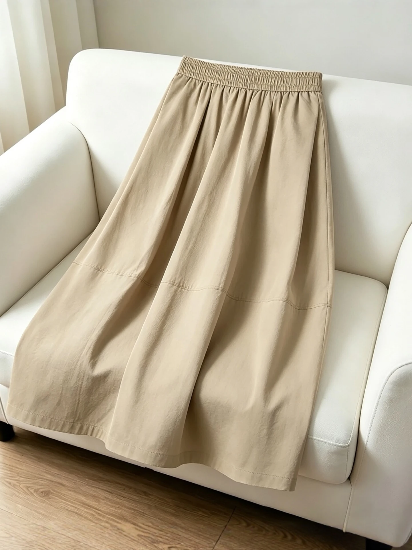 Black Flower Bud Half Skirt Women's Summer Thin High Waist Midi A-Line Fluffy Umbrella Skirt Breathable Casual High Waist