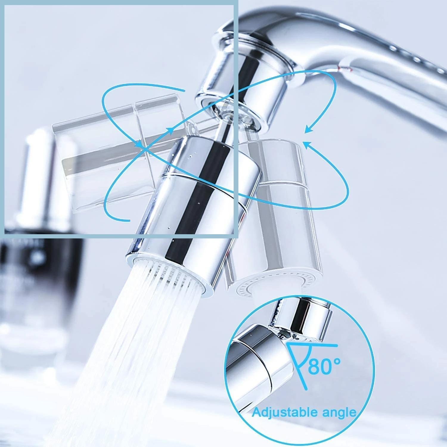 360° Swivel Dual-Function Anti-Splash Kitchen Faucet Aerator - Bathroom Water Filter Nozzle Mixer with Bubbler Diffuser