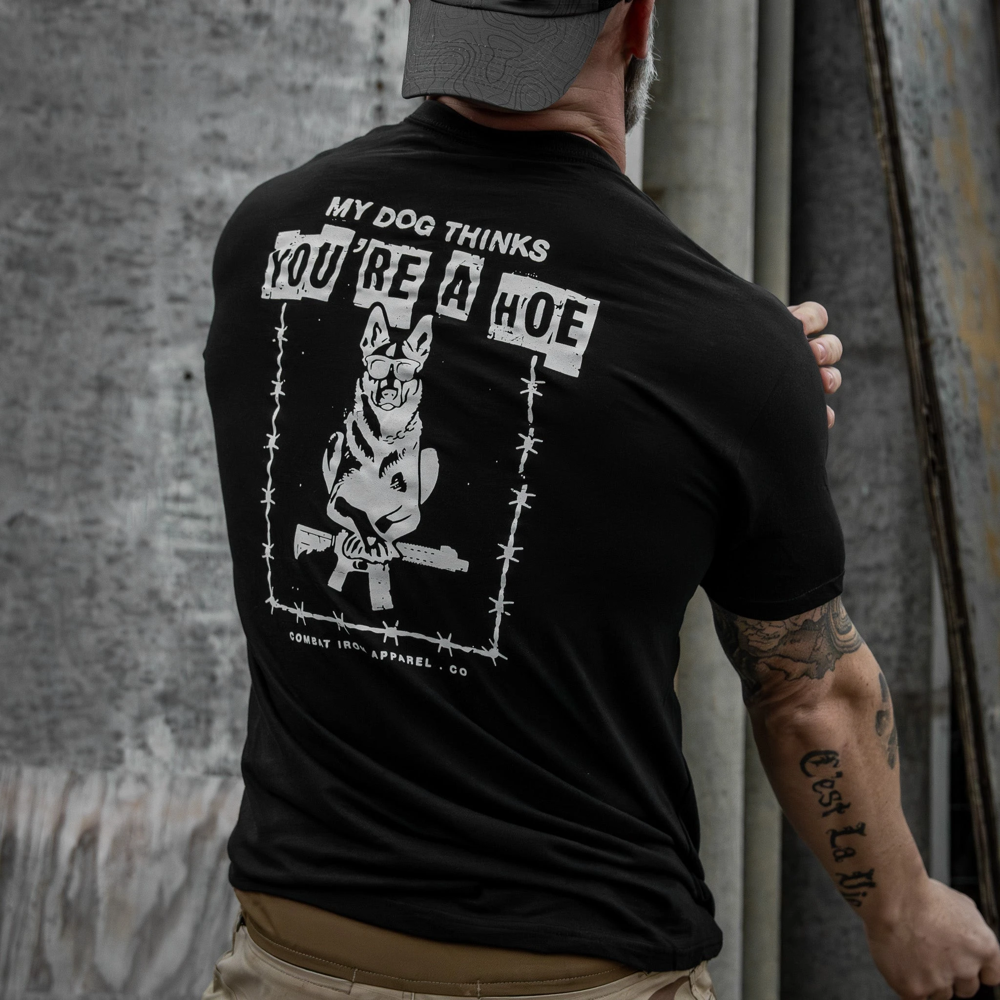 Men's Women's Oversized Crew Neck T-Shirt - Funny German Shepherd K9 Dog Gun Tactical Dark Short Sleeve Vintage Casual Tee