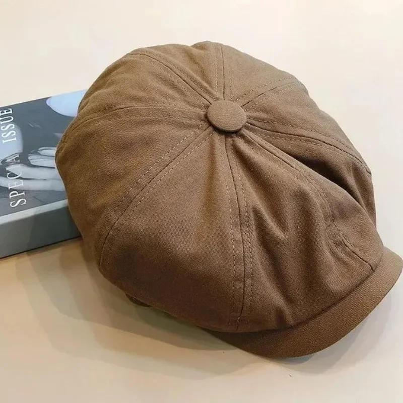 Spring and Autumn Beret Retro Octagonal Hat Women's Versatile Hat Male Painter British Korean Edition Spring and Summer Tide Cap