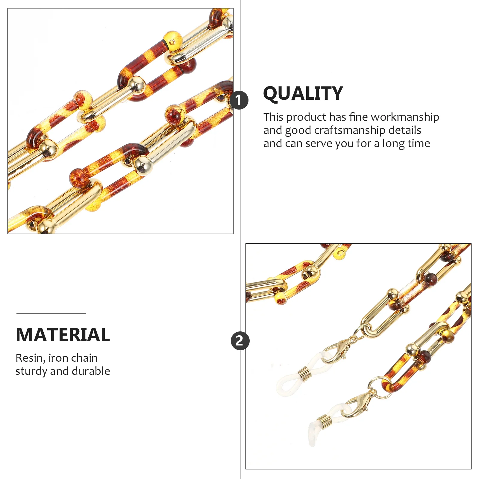 

Horse Chestnut Resin Hanging Glasses Chain Coffee Anti-Lost Mask Chain Eyeglass Holder Nonslip Lightweight Durable Strap