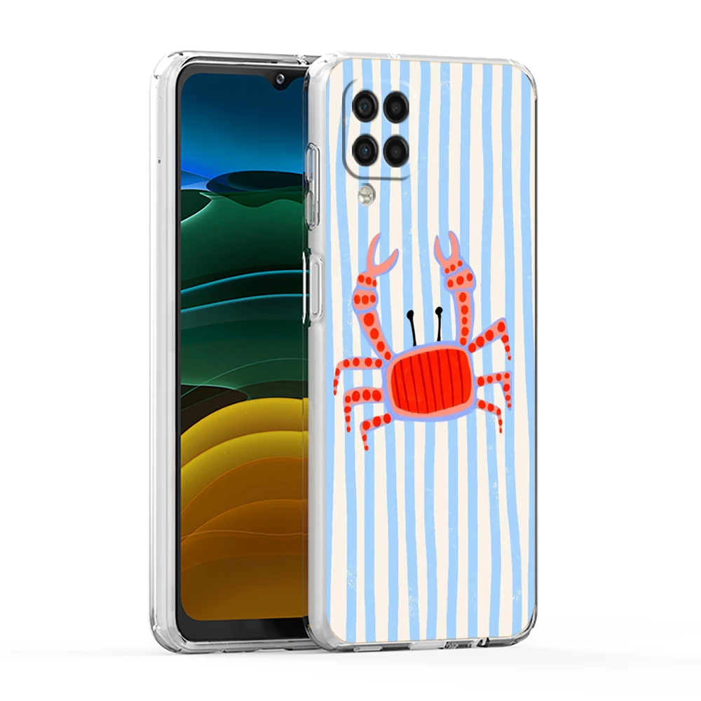 Crab Striped Pattern Soft Cover for Samsung Galaxy A13 A15 A17 A22 A23 A25 A31 A32 A33 A35 A41 A05 A07 5G Transparent Phone Case