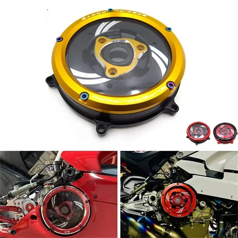 Motorcycle Parts Ducabike Clear Clutch Cover & Spring Retainer For Ducati 959 1199 1299 Panigale Black