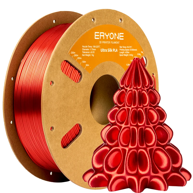 ERYONE 1KG Ultra-Seide PLA 3D-Drucker Filament 1,75mm, Seidig Glänzende Oberfläche, Glänzend Glatte Oberfläche Lebendige Farbe 1kg Spule