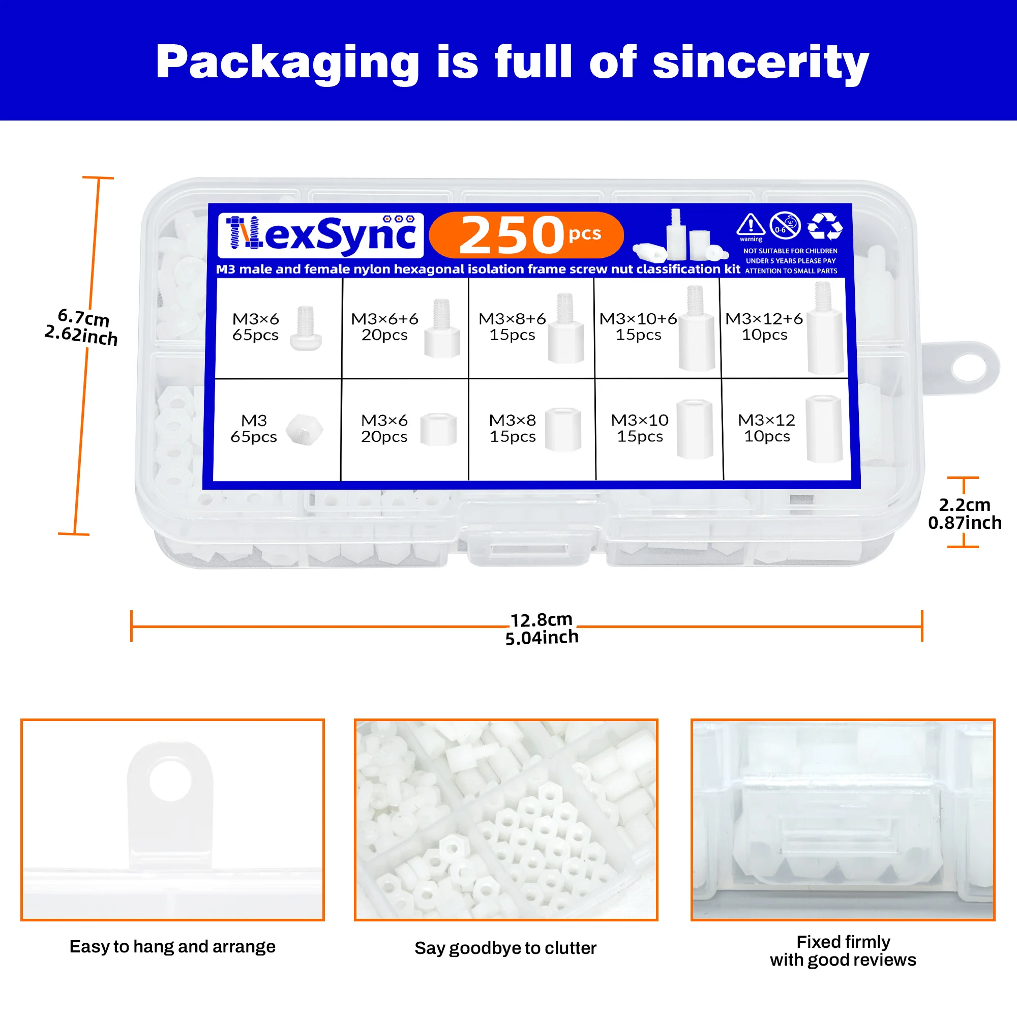 250 ชิ้น/กล่อง M3 พลาสติกสีขาวไนลอนฉนวน Hex Standoff หกเหลี่ยมเสา Spacer คอลัมน์สกรู Nut ขนาดผสมชุด Assortment ชุด