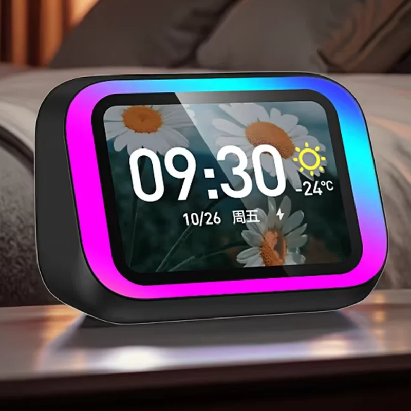 TF26pro AI Smart Bluetooth Speaker with Large RGB Screen Weather Forecast Digital Alarm Clock  Voice Control High-Fidelity Sound