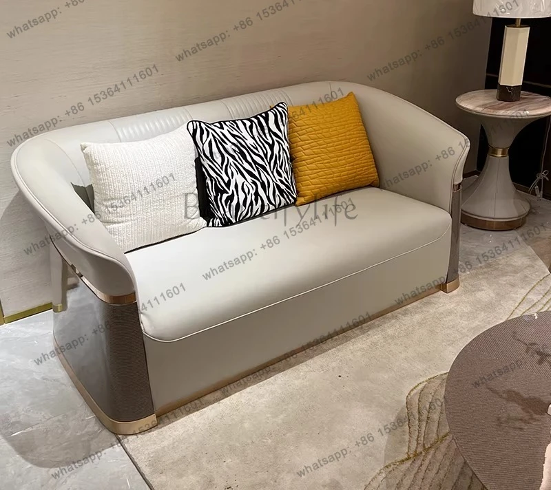 Italian light luxury leather sofa 123 combination modern simple whole house custom furniture