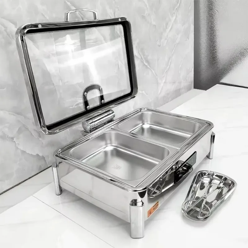 Catering Equipment Stainless Steel Rectangle Electric Heater Food Warmer Buffet Set Restaurant Hot Pot Hotel