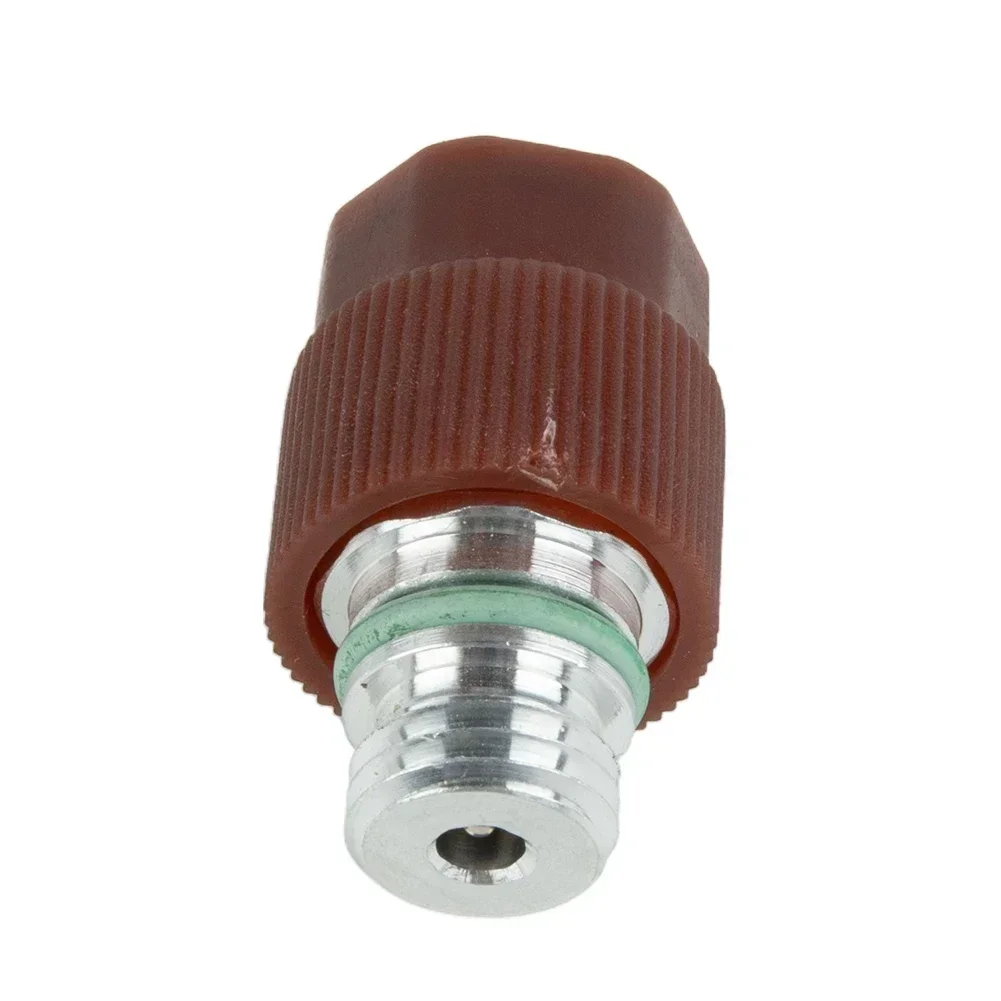 Uniwersalny zawór serwisowy klimatyzacji Adapter portu R134a z wysoką stroną i wymienne rdzenie zaworów Aluminiowe złączki klimatyzacji z wysoką stroną — zdjęcie 3