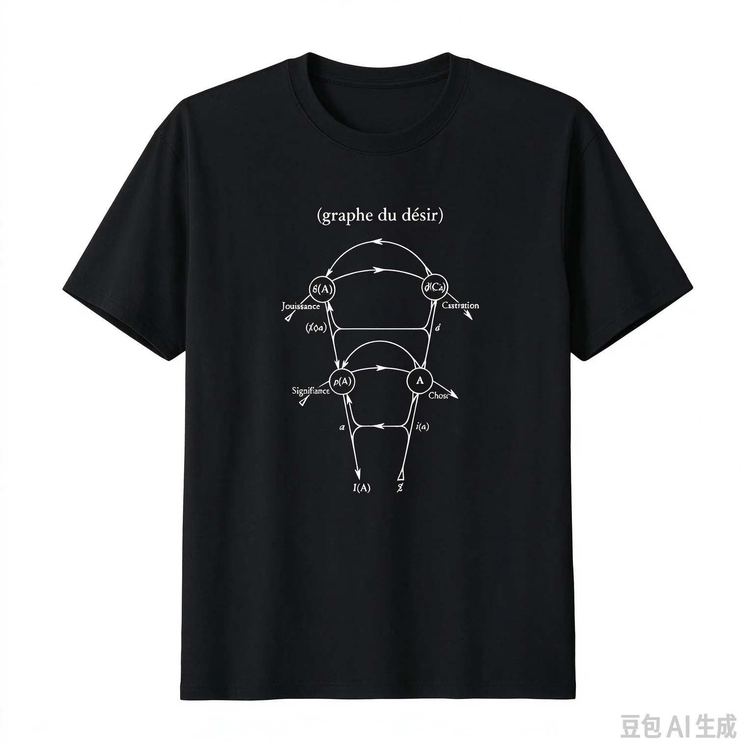 Graphe du Désir Lacan Desire Diagram Graphic T Shirt Philosophy Psychoanalysis Casual Short Sleeve Tee