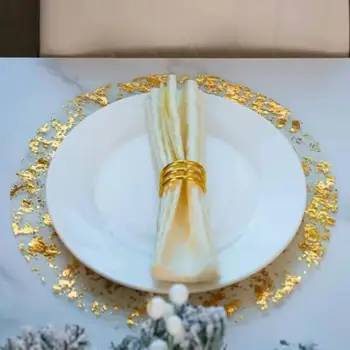 10-Pack Metallic Gold Round Table Mats - Heat-Resistant Placemats for Dining, Tea Time &…