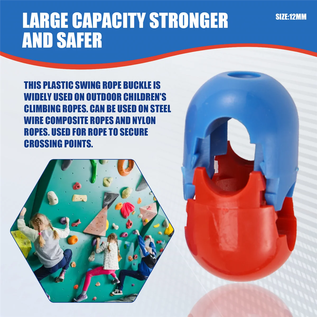 SYJZ 20Pcs Climbing Rope Net 12mm Plastic Connector Net Buckle Climbing Accessories for Outdoor Swing Climbing Rope Parts