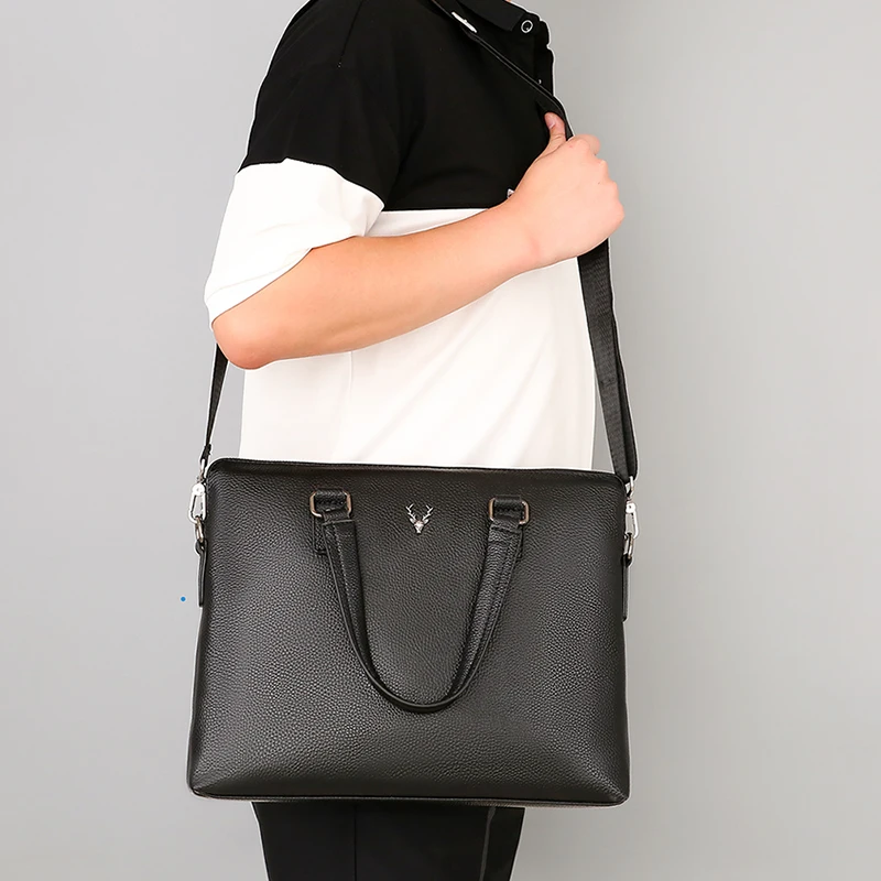 رجال الأعمال حقيبة جلدية حقيبة ملف الكمبيوتر حزمة الكتف حقيبة ساعي حقائب الكمبيوتر المحمول عالية الجودة maletin bolsas