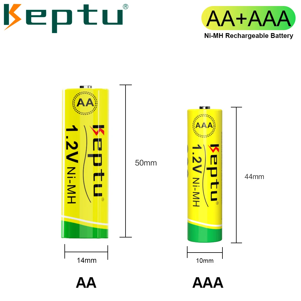 KEPTU AA 충전식 배터리, 2200mah + 1.2v, 900mah, 스마트 AA 배터리 충전기, 1.2v Ni-MH AA AAA 장난감 배터리