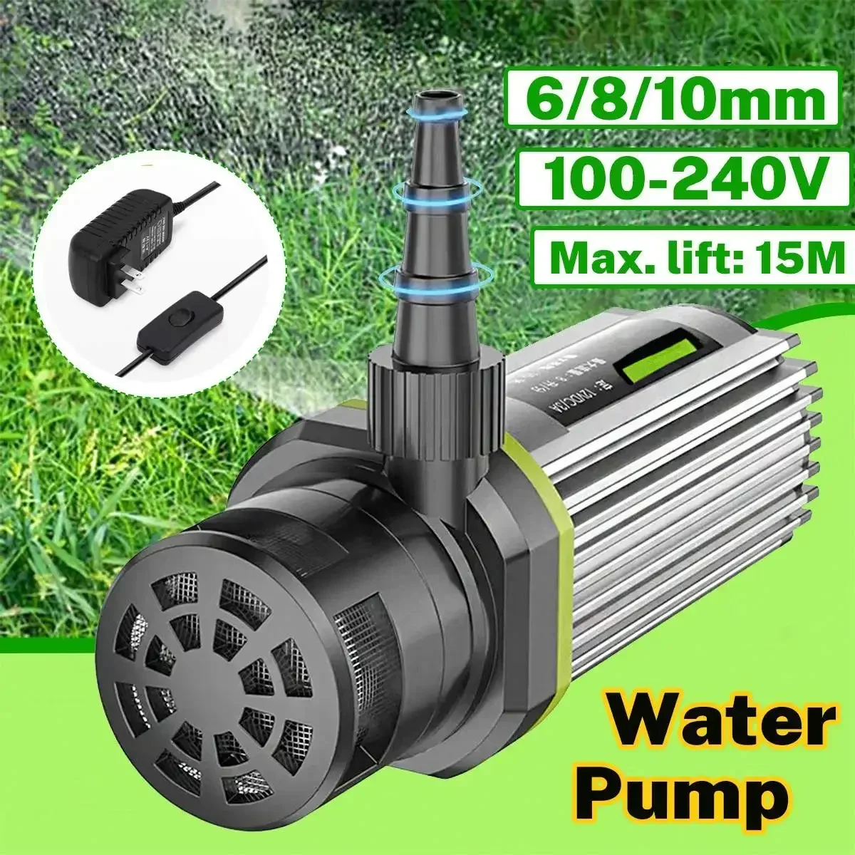 Water Pump 60W 8L/min 15m 12V DC Water Circulation Submersible 3 Stage Water Inlets