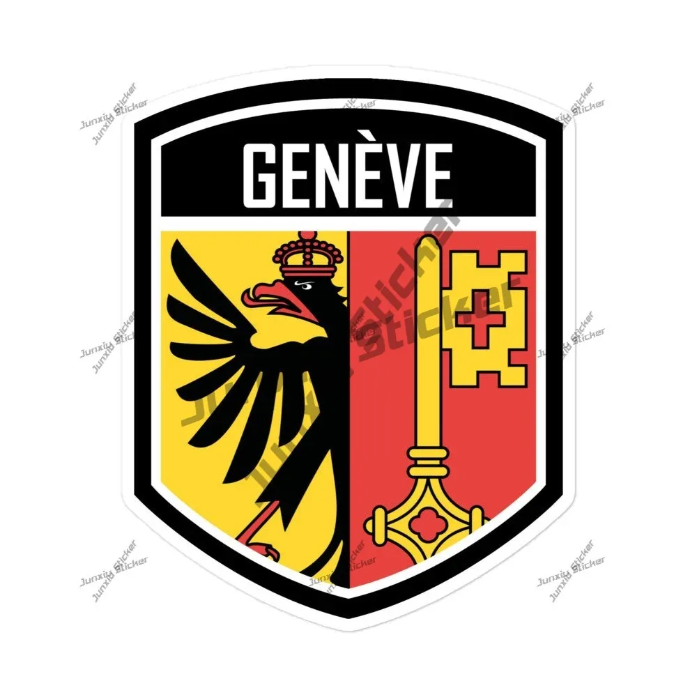 Cantão da genève suíça bandeira emblema adesivos de vinil ao ar livre à prova dwaterproof água exterior accesorios para auto e motocicleta adesivo