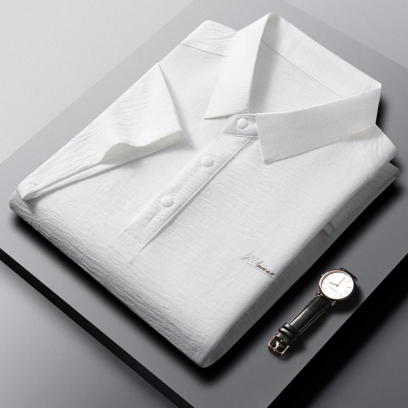 Personality fashion short sleeve men's polo shirt high-end brand summer skin friendly breathable luxury letter embossed T-shirt