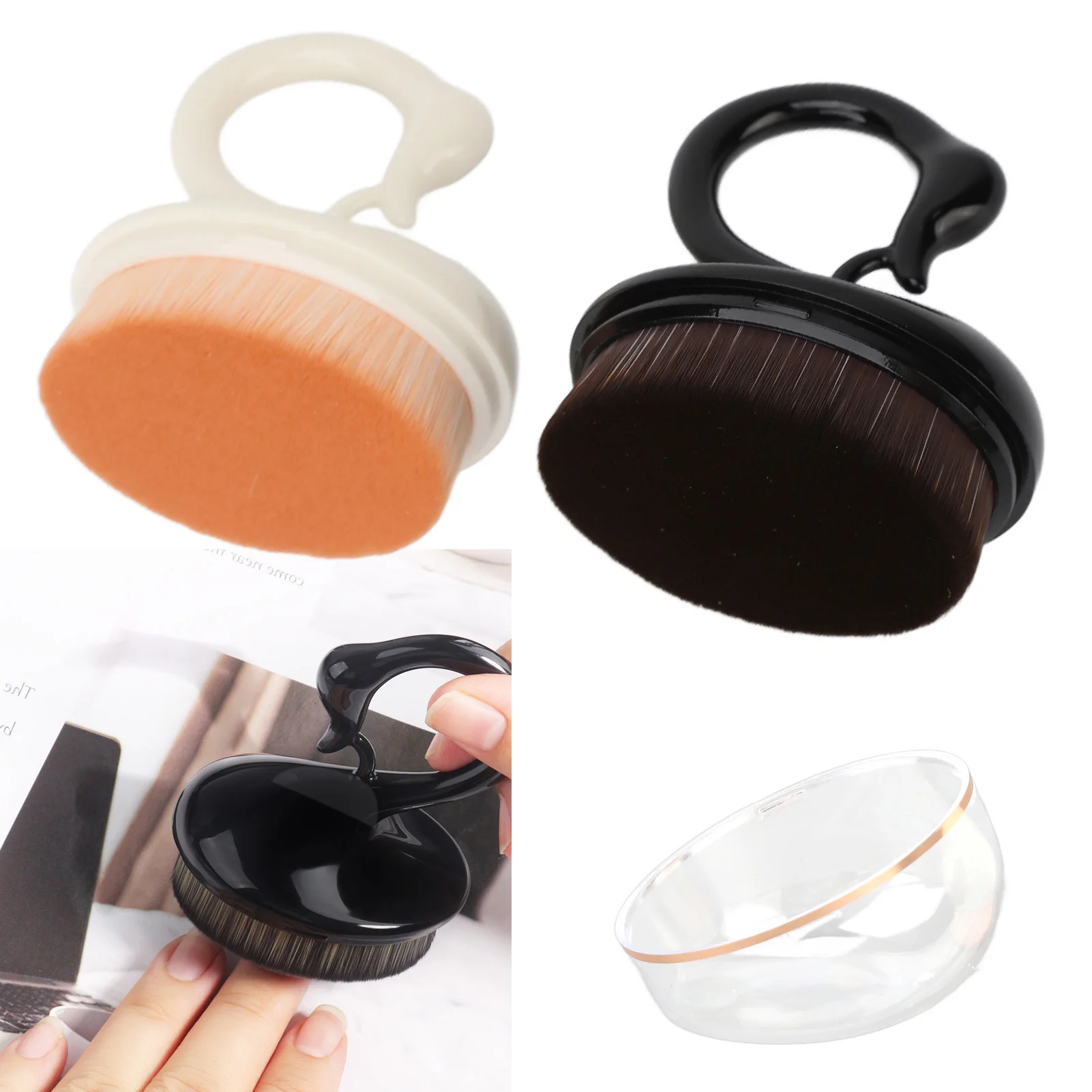 ZK40 2pcs Nail Dust Remover Brush Home Salon Portable Exquisite Fashionable Nail Powder Cleaner Brush Set