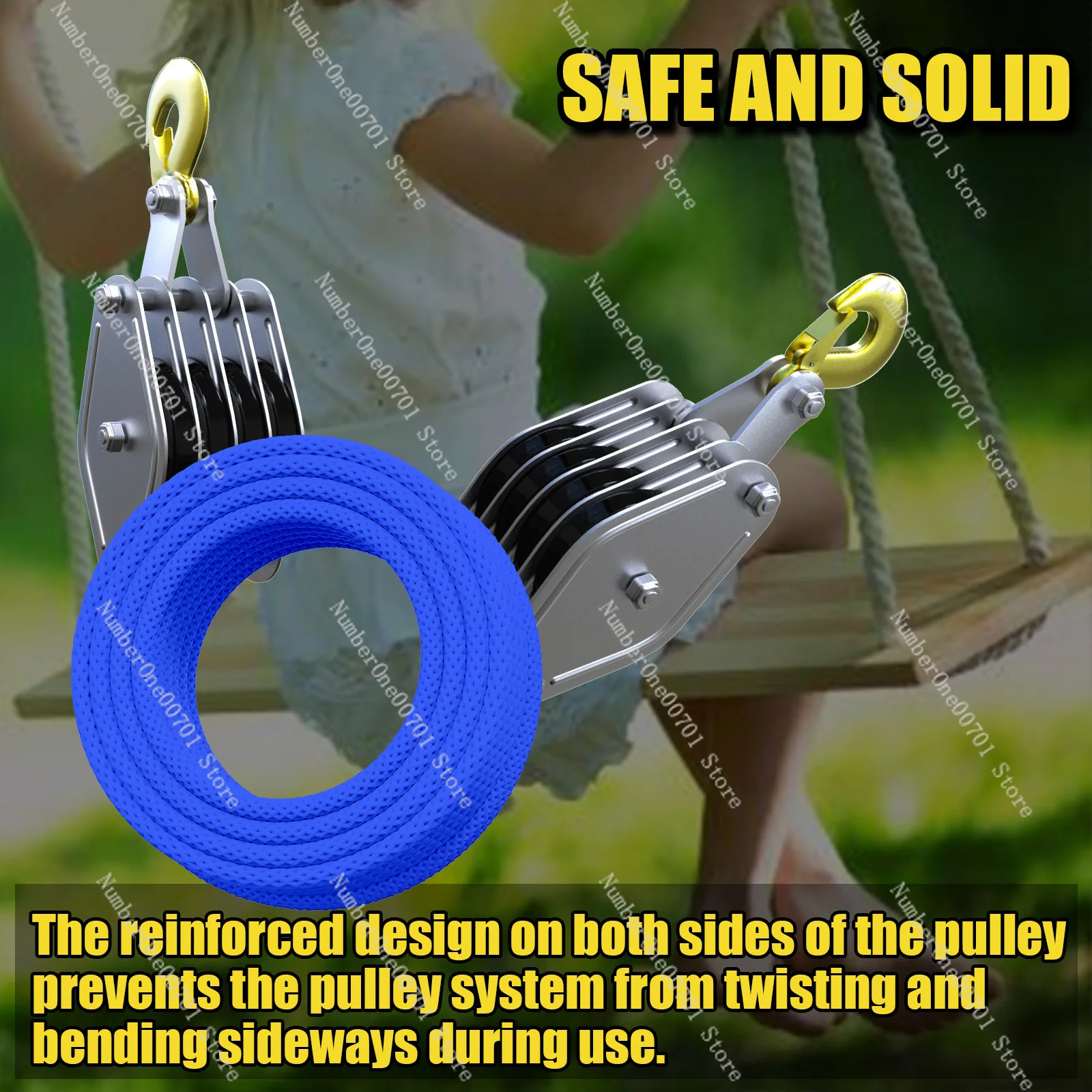 Nylon Pulley Block with Ball Bearing, Load Lifting Effort Saving Pulley System, Heavy Duty Roller Type Rope Pulley