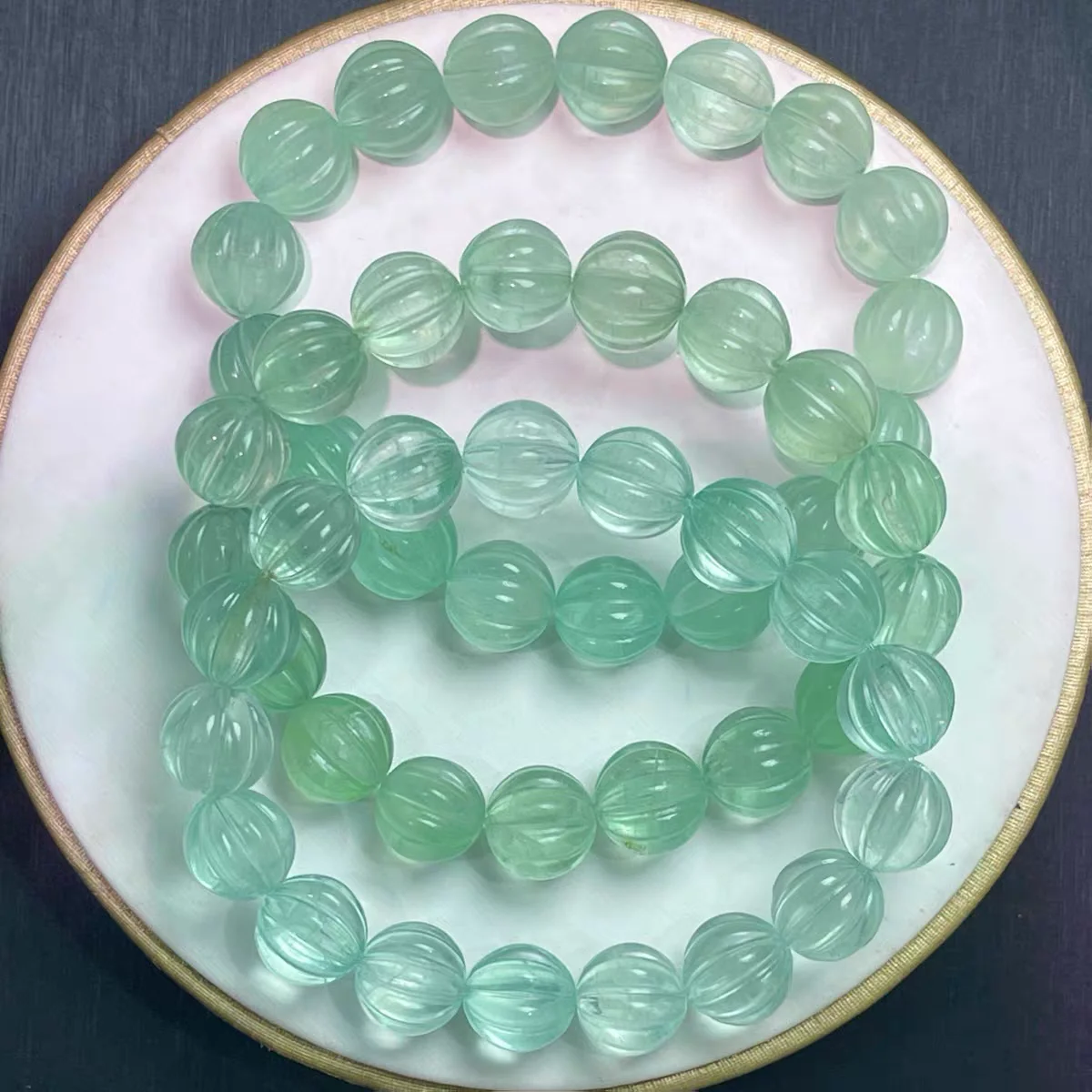 Natural Colorful Fluorite Quartz Clear Beads Bracelet 12mm Carved Fluorite Love Carved Fluorite Bracelet AAAAA