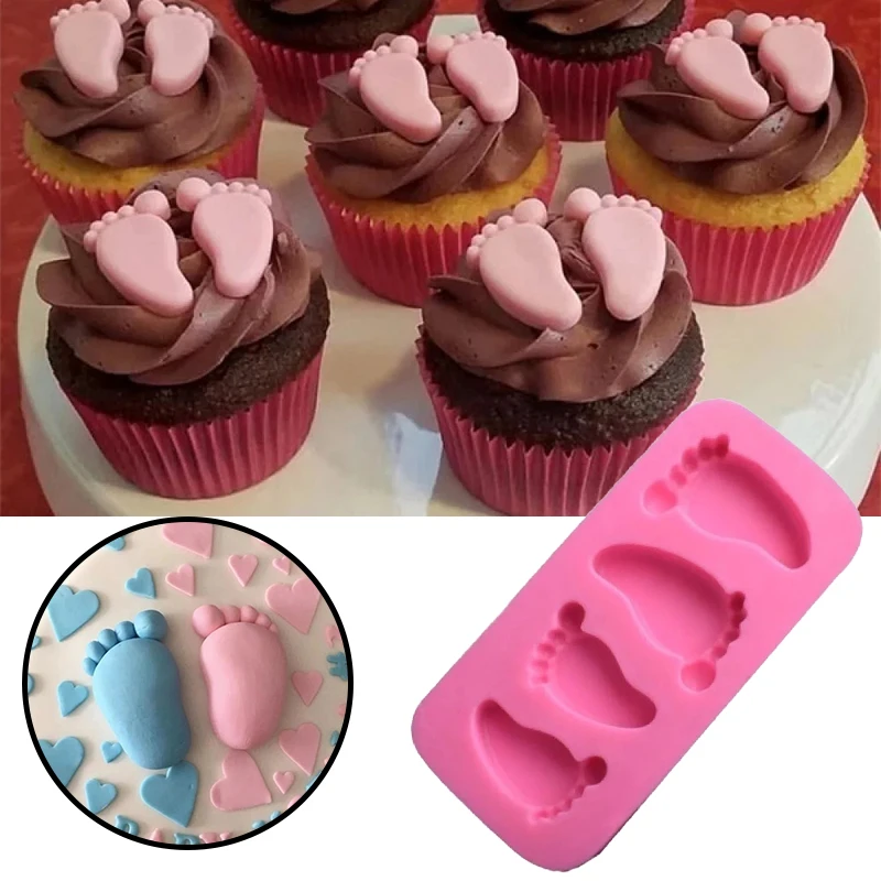 Baby Foot Silicone Molds  DIY 3D Baby Foot Shaped Silicone Cake Mold Decorating Tools Pudding Chocolate Baking Paste Mold