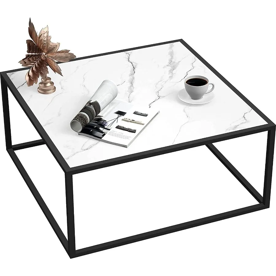 

White Coffee TableSmall Square Coffee Table Modern Center Table for Living Room Office 27.6 27.6 15.7 Inch Easy Assembly White