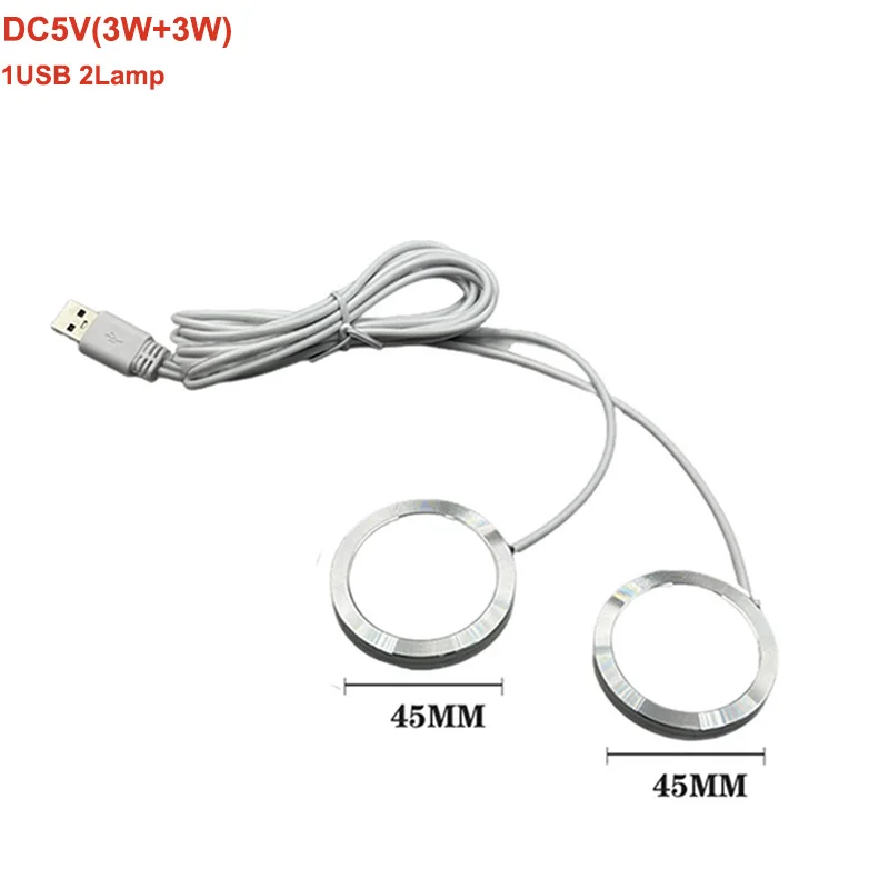 USB Plug 2 in One LED Spotlight 3W 6W One Colors Mini Spot Light Jewelry Cabinet Showcase Counter Lamp warm white light
