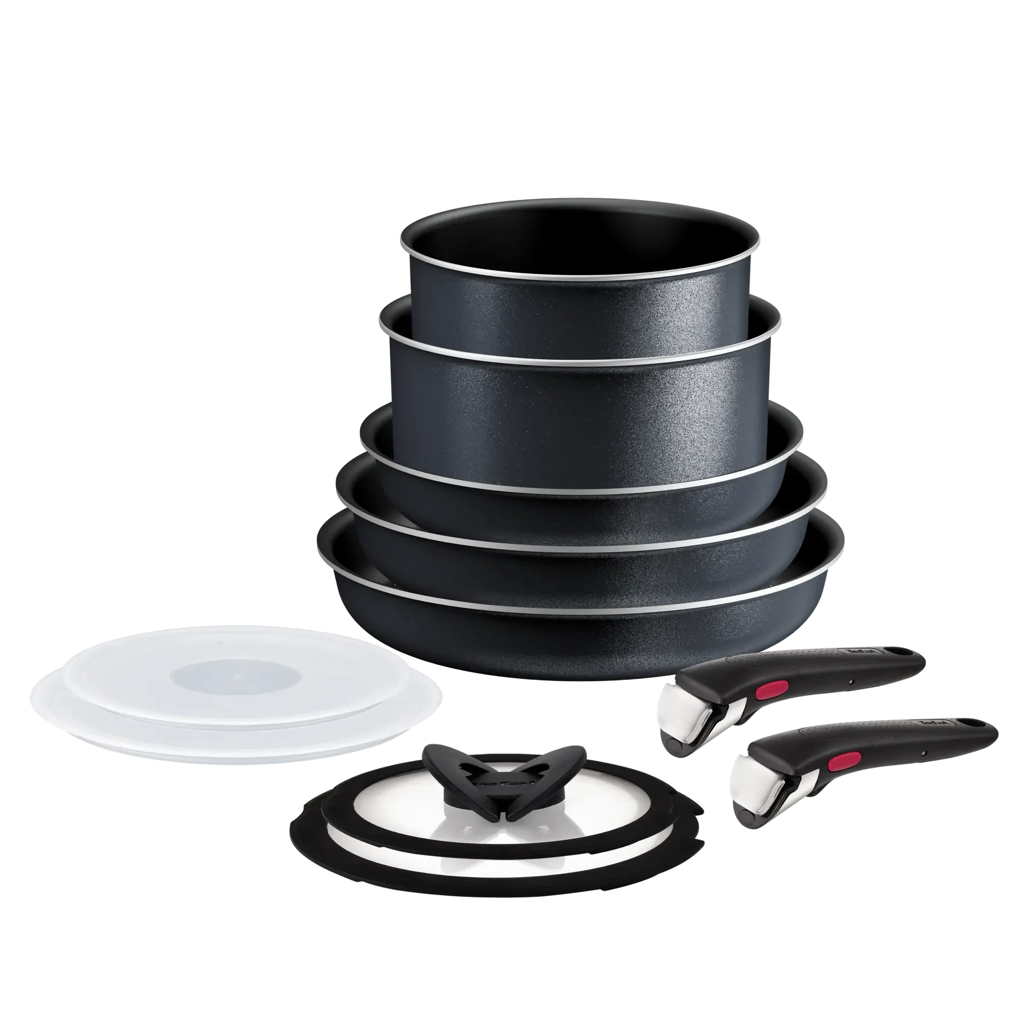 Tefal Ingenio So'Light, Set de cocina de 11 piezas, Cazos y Sartenes, Mangos Extraíbles, Tapas Herméticas, Tecnología Light Tech, Revestimiento Antiadherente de Titanio, L7239523