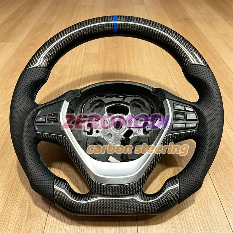 Custom Real Carbon Fiber Steering Wheel Perforated Leather Replacement For BMW 1 2 3 4 Series F20 F21 F22 F30 F31 F34 F35 F32 F3