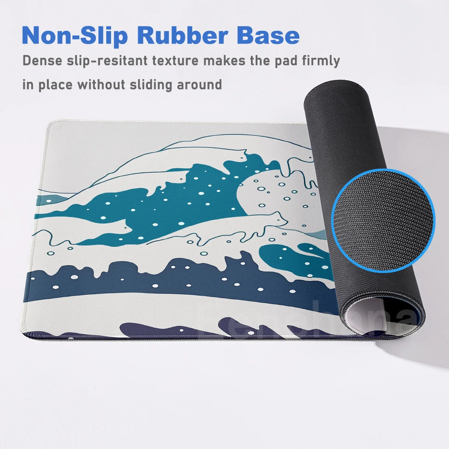 日本波紋マウスパッド PCゲーマー向け ホーム カワイイ猫柄 コンピューターHDマウスパッド XXL メカニカルキーボード アートカーペット 滑り止め オフィス マウスマット