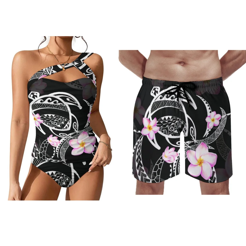 Women's Bikini Men's Beach Pants Pacific Island Swimwear Seaside Couple Swimwear Custom Polynesian Artist Ethos Swimwear