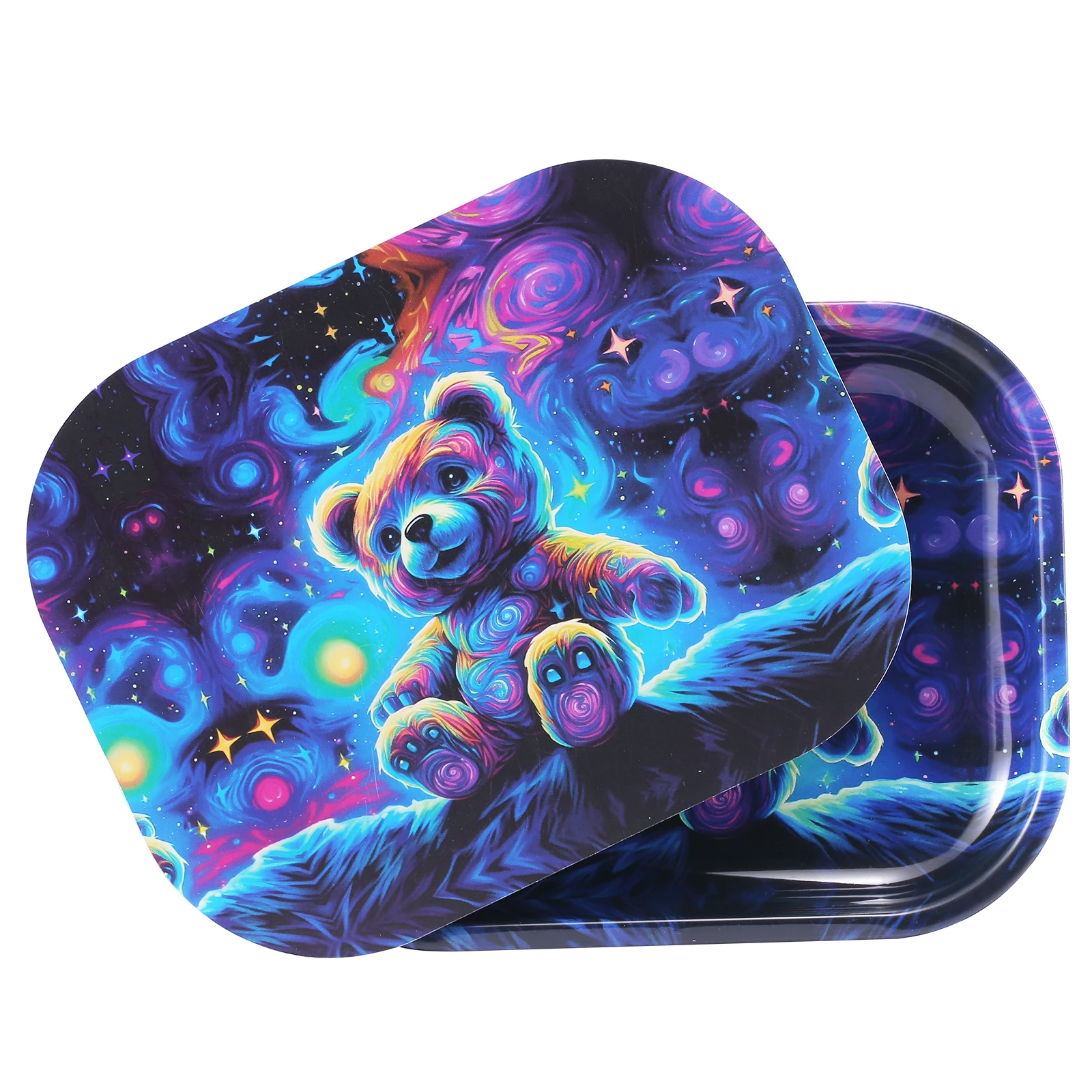7" X 5.5" Metal Rolling Tray with PVC Soft Magnetic Lid Smoking Accessories - view 2