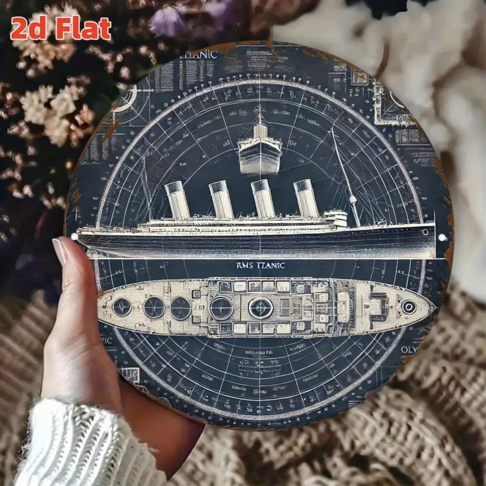 RMS Titanic Blueprint 2D Flat Metal Wall Art–Titanic Ship Schematic Plaque | Ideal for Room Decor&Gift for History Enthusiasts