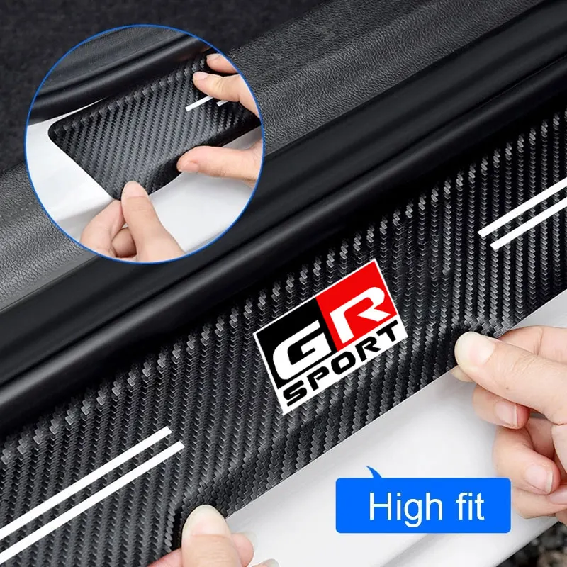 Car Carbon fiber Door Sill Welcome Pedal For Toyota GR Sport Gazoo Racing Yaris 86 Corolla Hilux Supra C-HR Accessories Interior