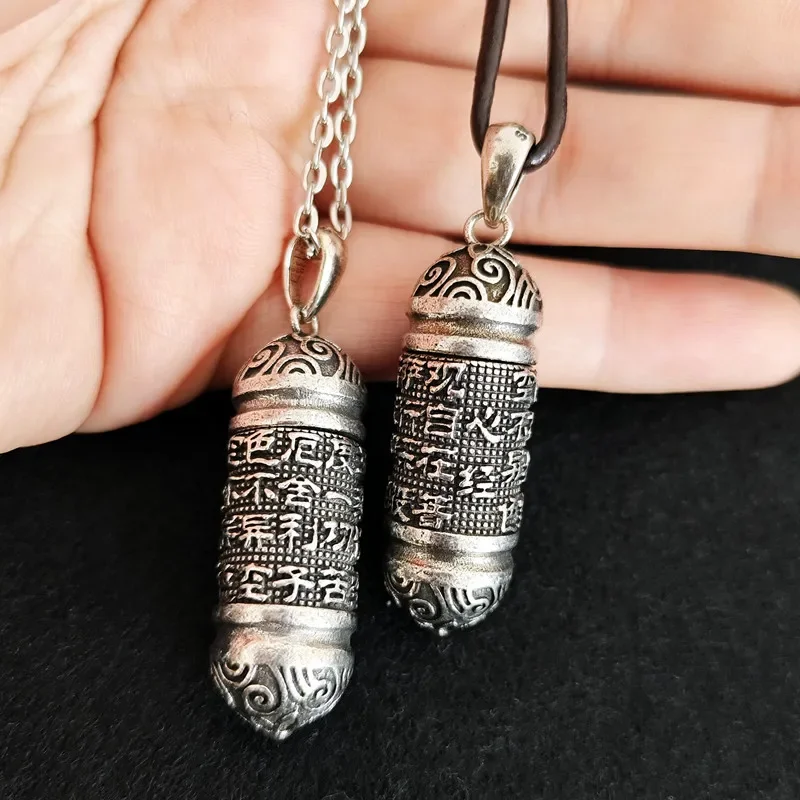 Openable Pendant Put in Ashes Memorial Jewelry Alloy Cylinde Bottle Charms Retro silvery Kanji Mini Jar Necklace Accessories