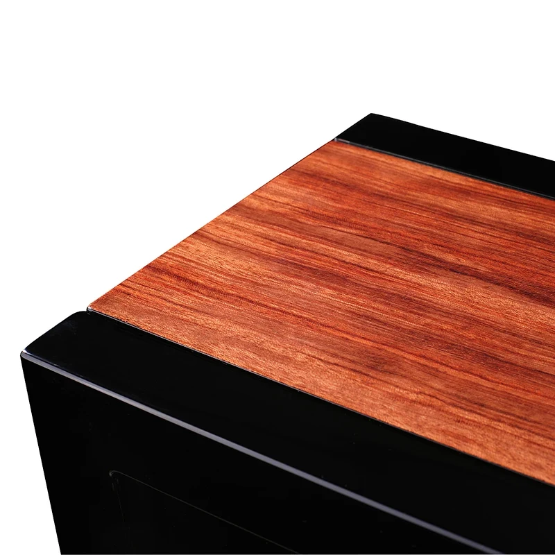 

Wooden Black Silent Winder 4 Slots Red Watch Storage Box With Fingerprint Un Ambient Lighting