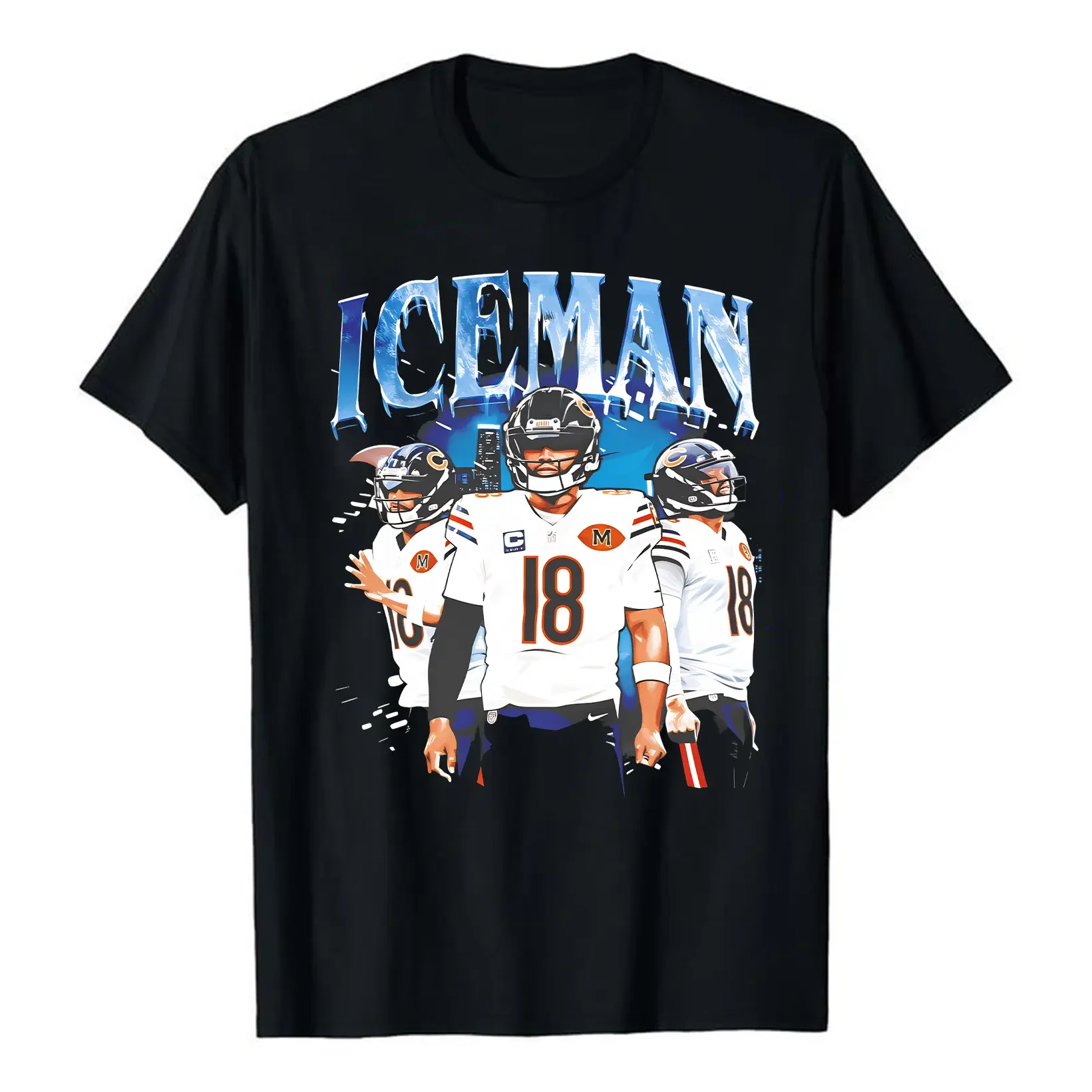Unisex Caleb Williams Bears Iceman Signature Graphic T-shirt, 100% Cotton Football Lover Tee, Team Fan Gift Merch