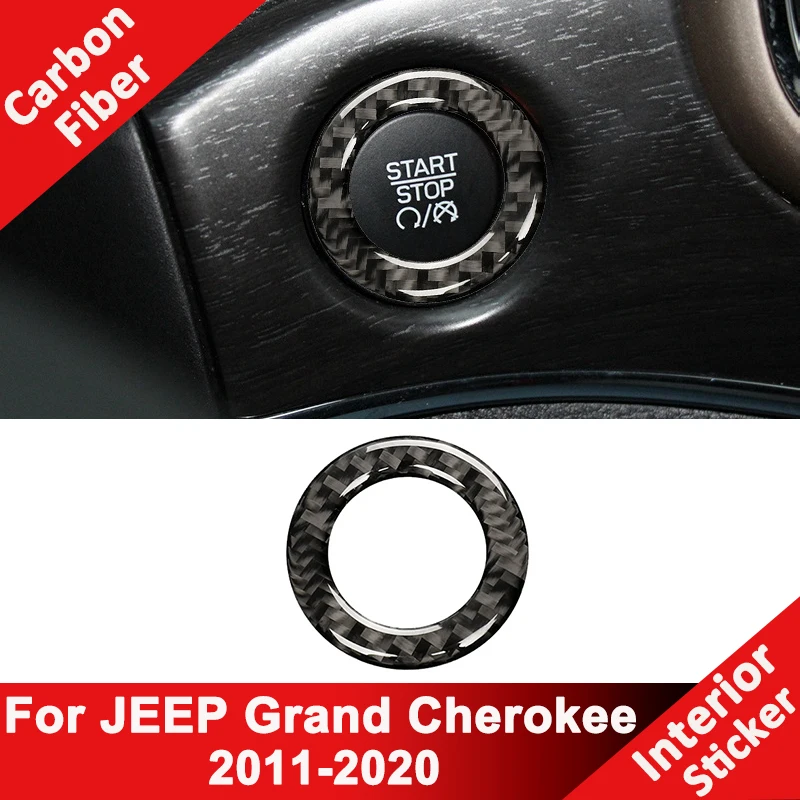 

For JEEP Grand Cherokee 2011-2020 Carbon Fiber Car Keyless One-Click Switch Button Panel Frame Decoration Sticker Interior Parts