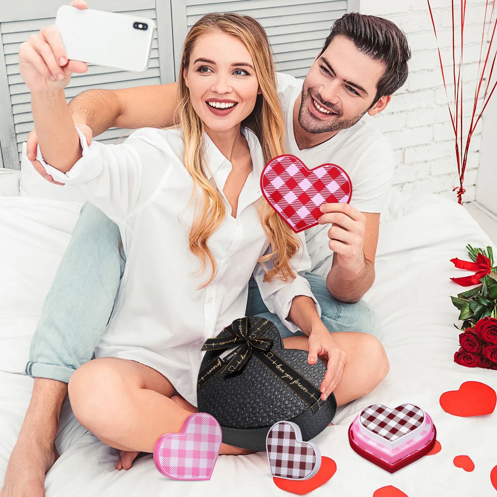 

6Pcs Heart Table Decor Valentines Wood Ornaments Rustic Love Signs Valentines Day Table Centerpieces Home Decor