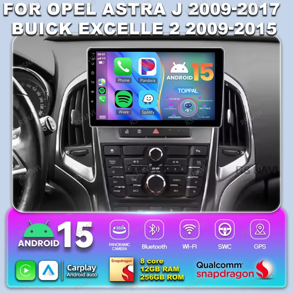 

Автомобильный радиоприемник Android 15 для Opel Astra J 2009-2017 Buick Excelle 2 2009 2010 2011 2012-2015, стерео IPS Qualcomm AUTO 360 камера
