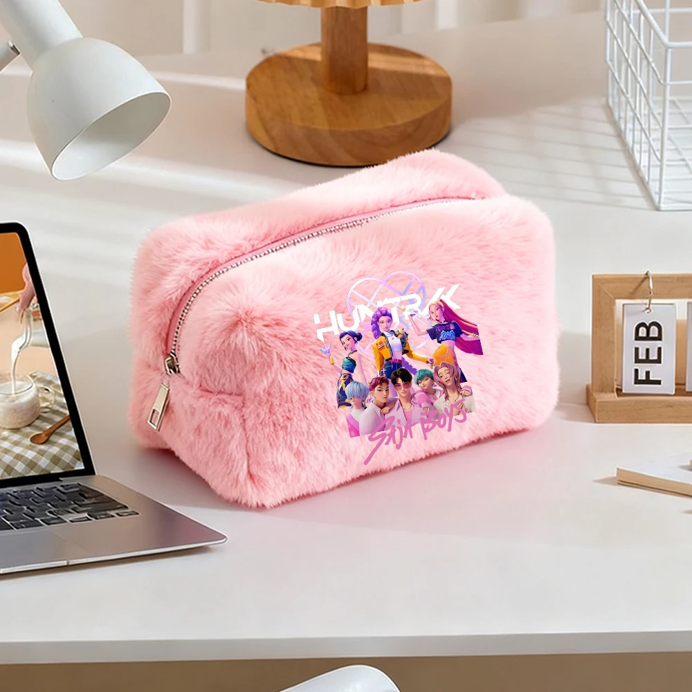 Demone Hunter Girl's Makeup Bag Plushd Soft Cute Anime Print Woman Y2K Kawaii Portable Kids Key Coin Toiletries in Cosmetic Case