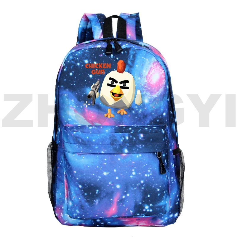 Children Chicken Gun Game Backpacks Cute Cartoon Rucksack Kindergarten Large Capacity Students Anime School Bags Preppy Bookbag