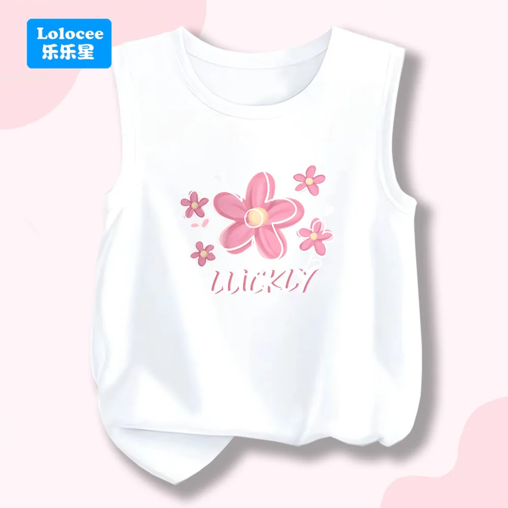 Girls' Flower Tank Top Lucky Floral Print Sleeveless T-shirt Casual Summer Cotton Vest for Baby Kids HHY1