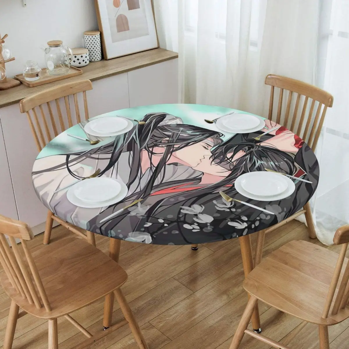 Mo Dao Zu Shi The Grandmaster Of Demonic Cultivation Round Tablecloth Oilproof Table Cloth for Kitchen Events Dining Table Cover