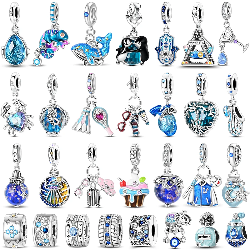 

Original Trendy 925 Silver Ocean Penguin Pirate Ship Beach Holiday Ice Cream Charms Beads Fit 3mm Bracelets DIY Jewelry Making