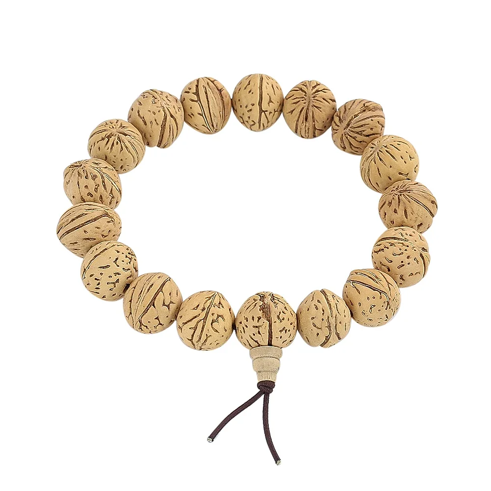 Natural Walnut Juglans Peach Pits Bodhi Seed Spacer Beads Wood Bracelet Buddhism Meditation Rosary Prayer Beads Bangle Jewelry