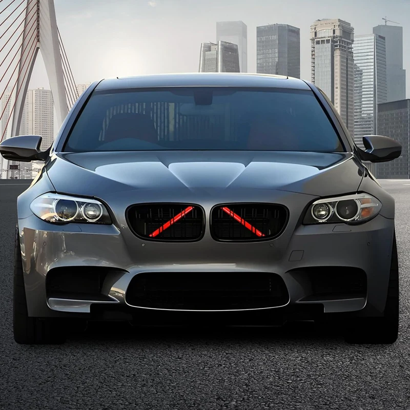 Super Sale Front Grill Inserts Trims for BMW 5 6 7 Series X1 X2 Grille Decorative Strips V Bar Brace Trim Covers Accessories Red